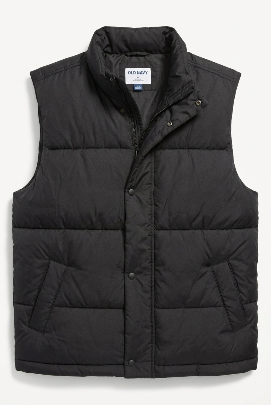 NEW with tags Old Navy Puffer Vest Black Quilted Zip Up Size XL